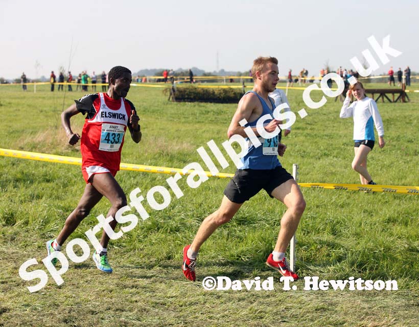 Nick Swinburn (Morpeth) leads Tadele Geremew (Elswick) during the Sherman Cup, Hedley Farm, Tanfield,  County Durham.